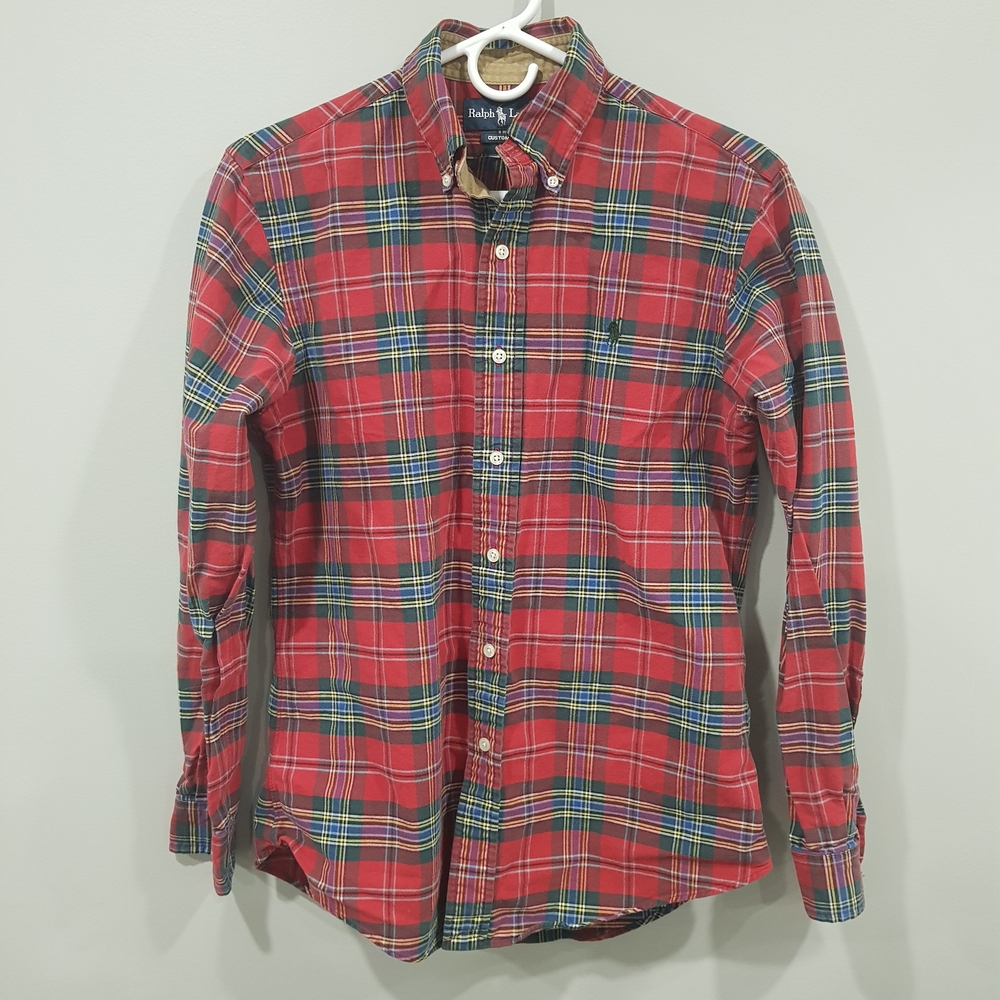 Ralph Lauren Men's Red and Green Plaid Shirt